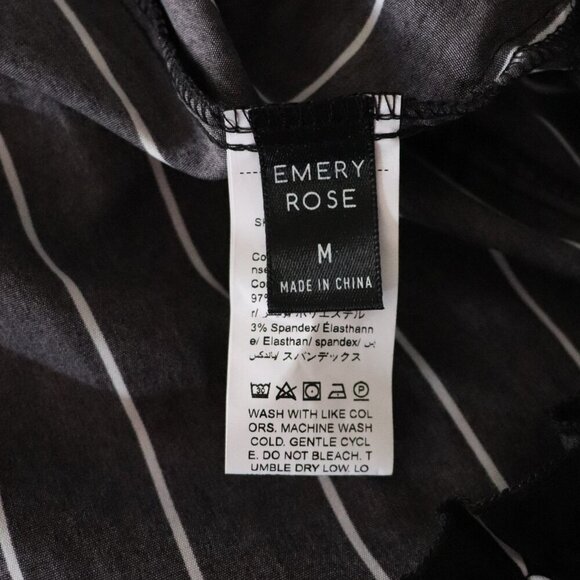 Emery Women's M Black Striped Bell Sleeve Off-the-Shoulder Flare Romper Shorts - Picture 11 of 12